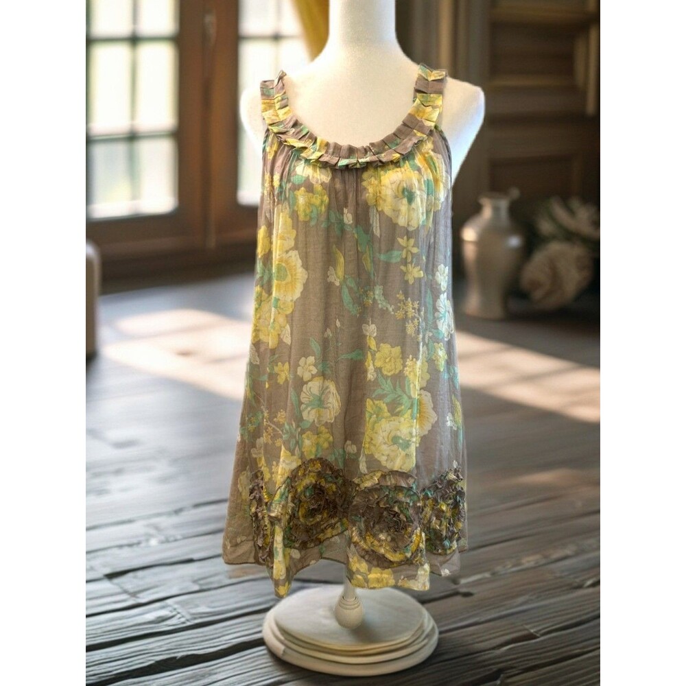 Floral sheer flower applique blouse cottagecore size L